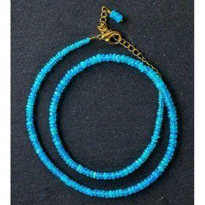Blue Necklace STUNNING Necklace Ethiopian Paraiba Blue Beaded Fire Opal Necklace